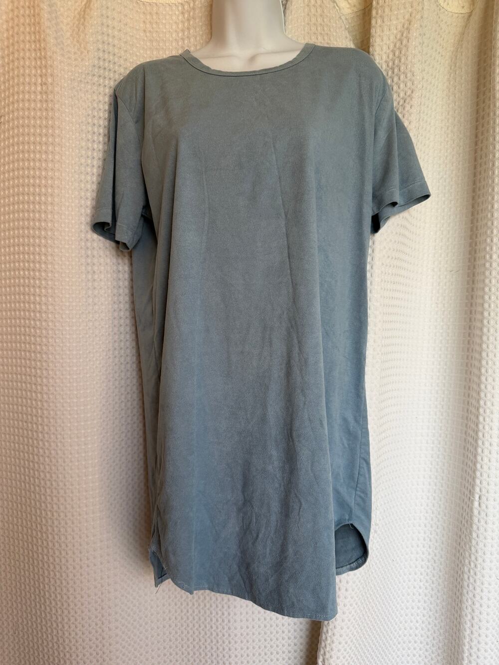 KASH Faux Suede T-Shirt Dress Blue Minimalist Tunic M
